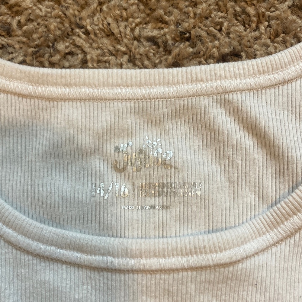 Justice Cream Ribbed Tank Top - Picture 2 of 3
